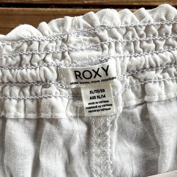 Nwt Roxy Women’s Oceanside Flare Wide Leg Sea Salt Linen Blend Pants XL - Picture 14 of 15
